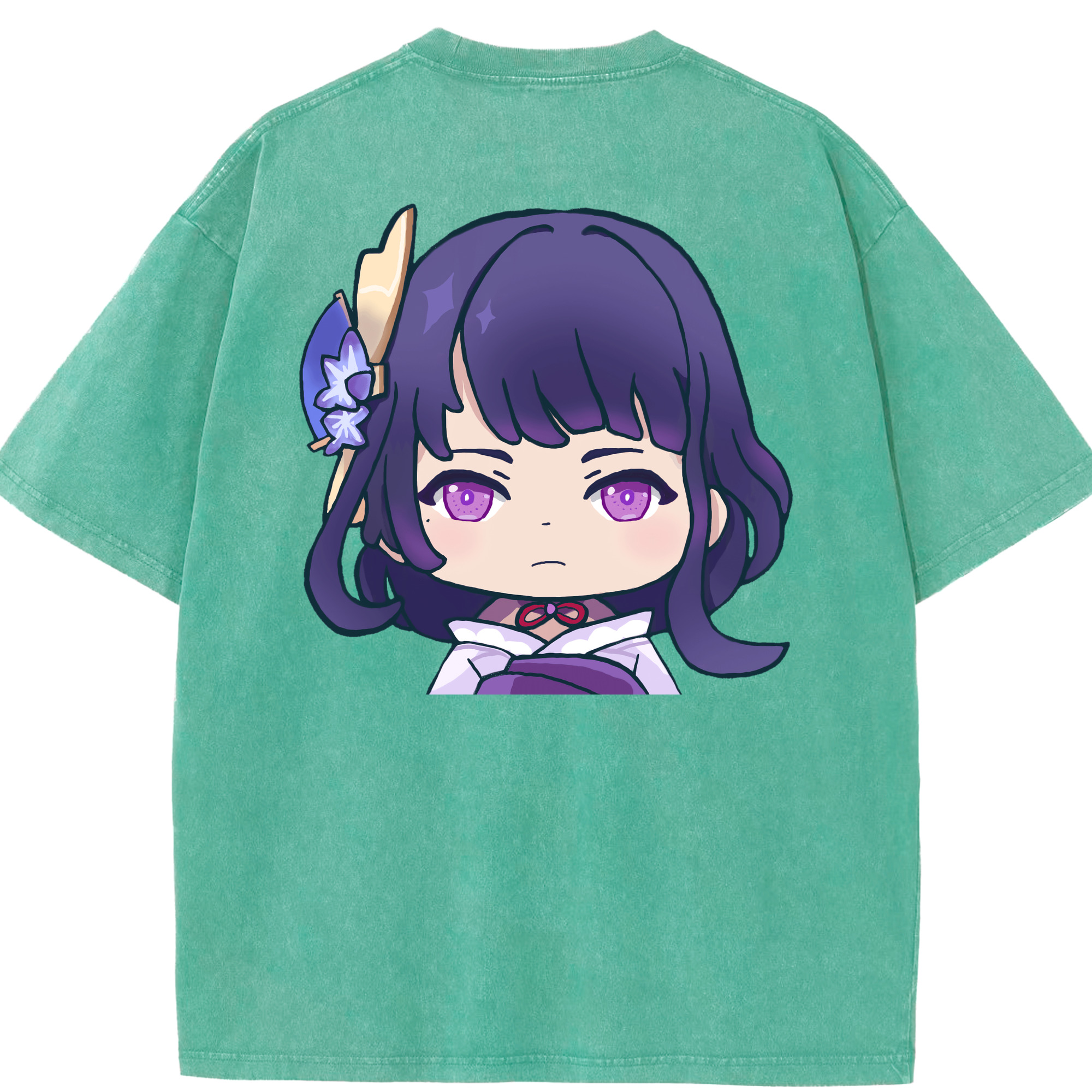 げんし神 雷電将軍 らいでんしょうぐん genshin Raiden Shogun 綿100% ヴィンテージ風 半袖Tシャツ（背面プリント）